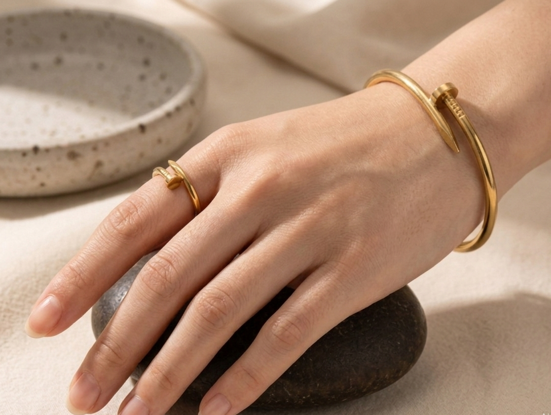 18K Gold Plated Anti-Tarnish Nail Jewelry Set