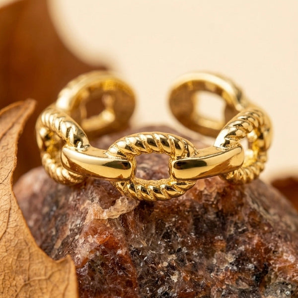 18K Gold Plated Mixed Chain Link Ring