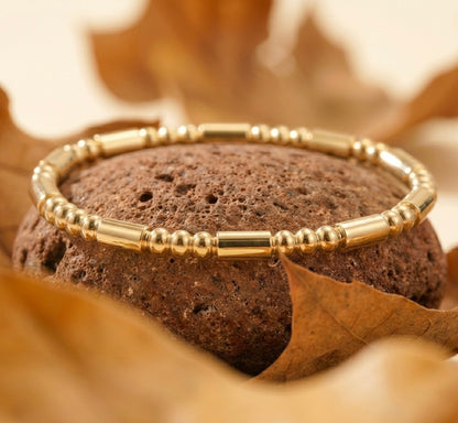 18K Gold Plated Beaded Bar Bracelet.