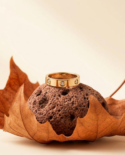 Timeless Icon 18K Gold Plated Classic Screw-Detail Eternity Ring ACERO JEWELS