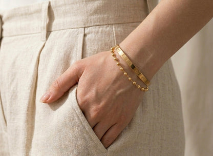 Anti-Tarnish Waterproof Gold Bracelet Set - Stainless Steel Chain Bracelets