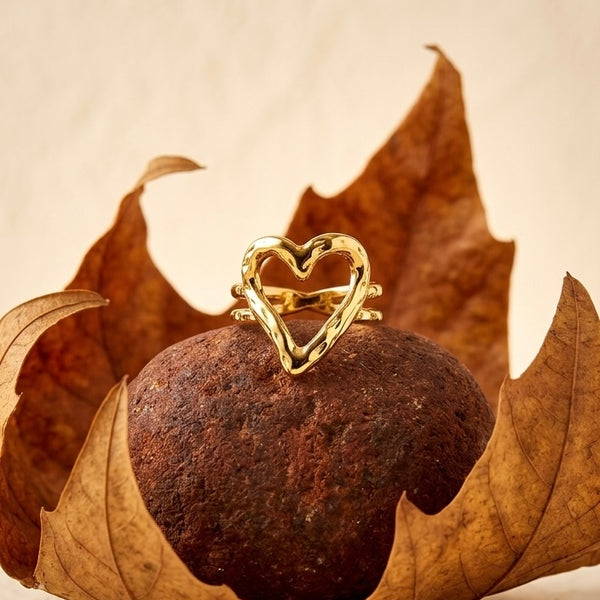 18K Gold Plated Cut-Out Heart Statement Ring