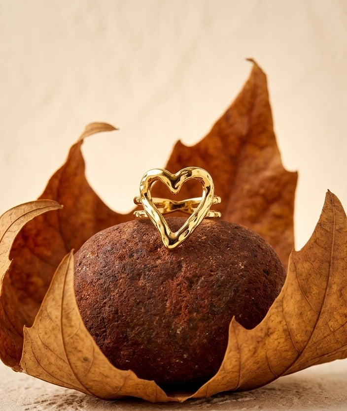 18K Gold Plated Cut-Out Heart Statement Ring