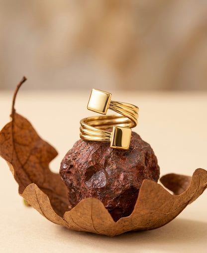 18k Gold Plated Geometric Spiral Wrap Ring