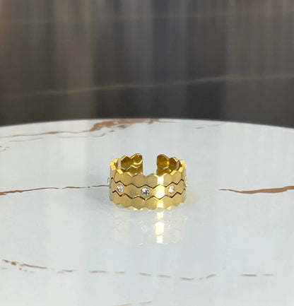 Gold Honeycomb Geometric Ring - ACERO JEWELS