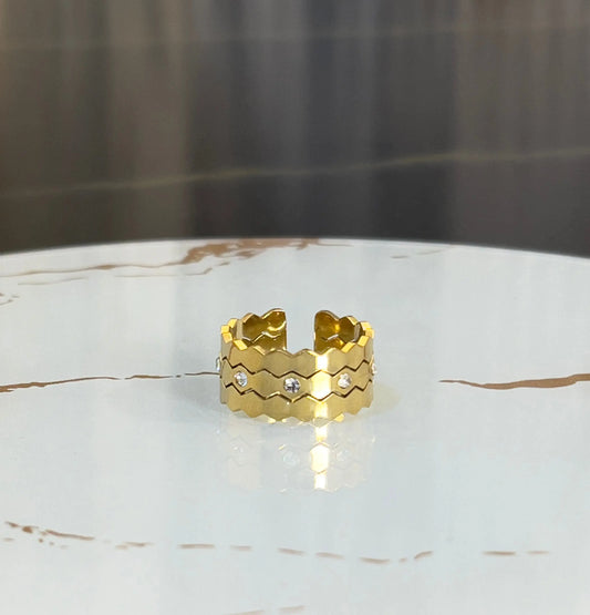 Gold Honeycomb Geometric Ring - ACERO JEWELS