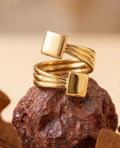 18k Gold Plated Geometric Spiral Wrap Ring