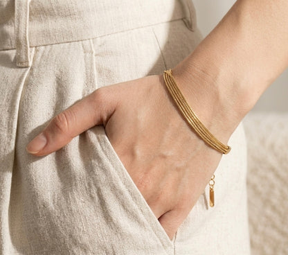 Triple-Strand Golden Venetian Chain Bracelet – Anti-Tarnish & Waterproof
