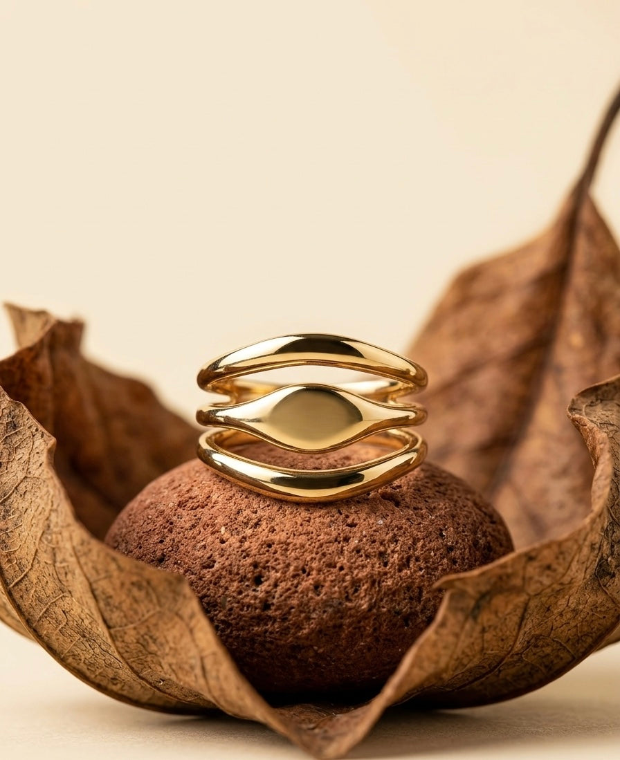 18k Gold-Plated Minimalist Triple Stack Ring ACERO JEWELS