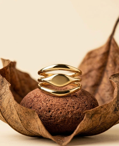 18k Gold-Plated Minimalist Triple Stack Ring ACERO JEWELS