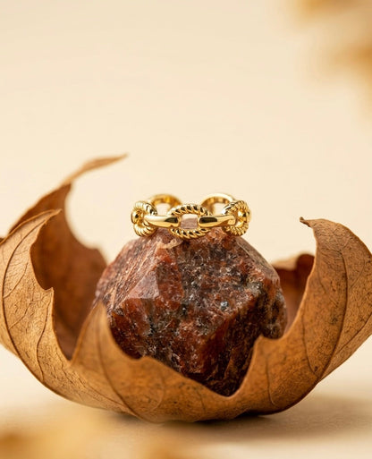 18K Gold Plated Mixed Chain Link Ring ACERO JEWELS