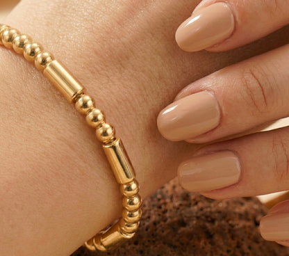 18K Gold Plated Beaded Bar Bracelet.