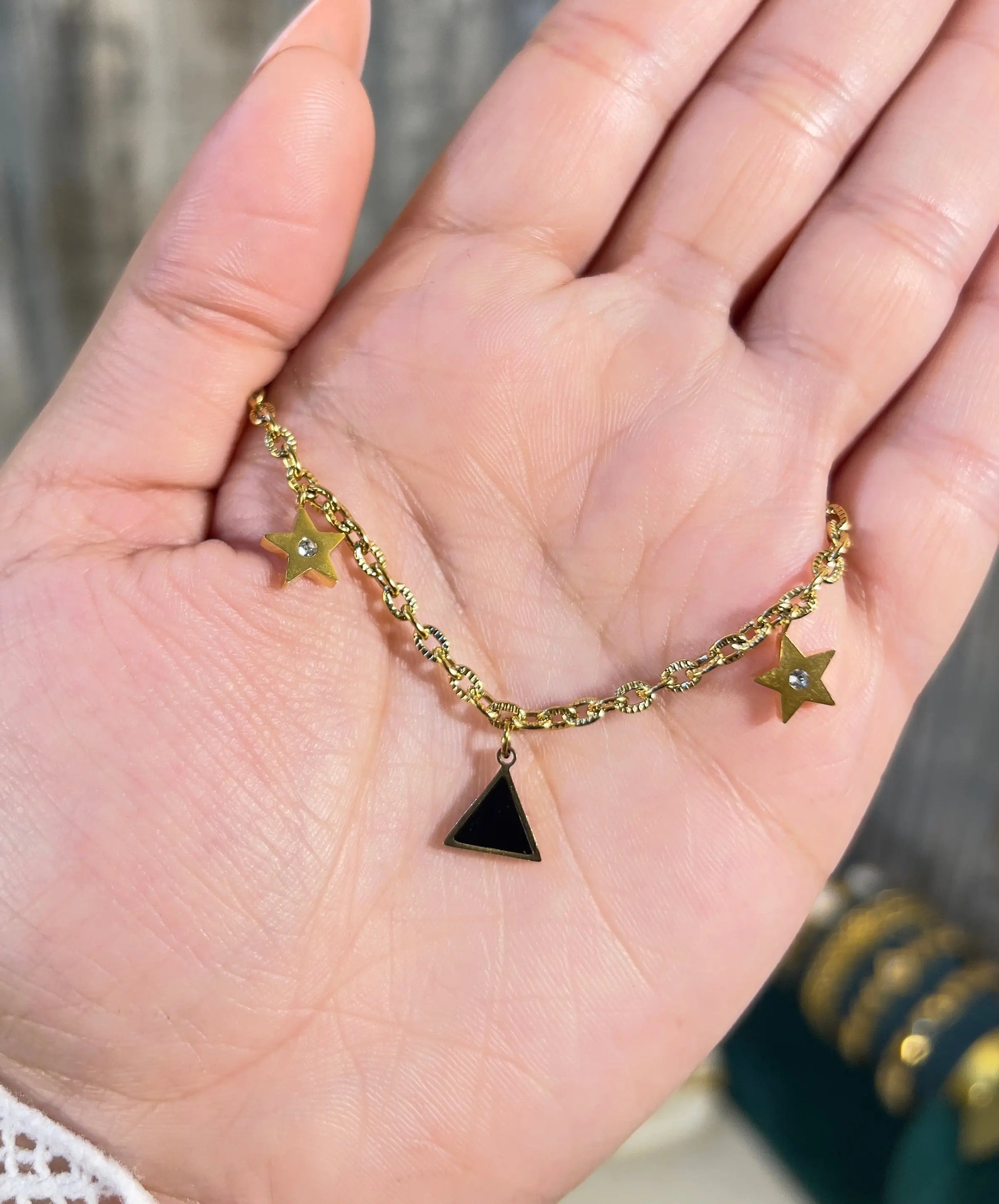 Celestial Star & Triangle Charm Bracelet – 18K Gold Plated, Anti-Tarnish & Waterproof - ACERO JEWELS