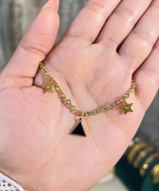 Celestial Star & Triangle Charm Bracelet – 18K Gold Plated, Anti-Tarnish & Waterproof - ACERO JEWELS