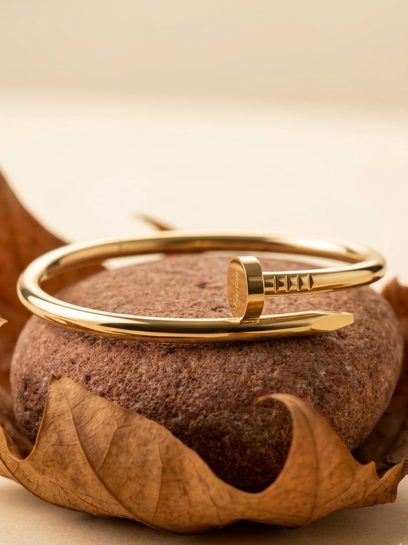 18K Gold Plated Nail Bangle - Sleek Industrial Design