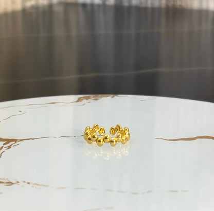 18K Gold Plated Beaded Bubble Adjustable Ring | Minimalist High-Shine Dotted Band Ring | Contemporary Stackable Gold Ring for Women - ACERO JEWELS