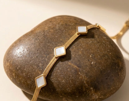 Anti-Tarnish Waterproof Diamond Link Bracelet - Gold Geometric Chain Bracelet