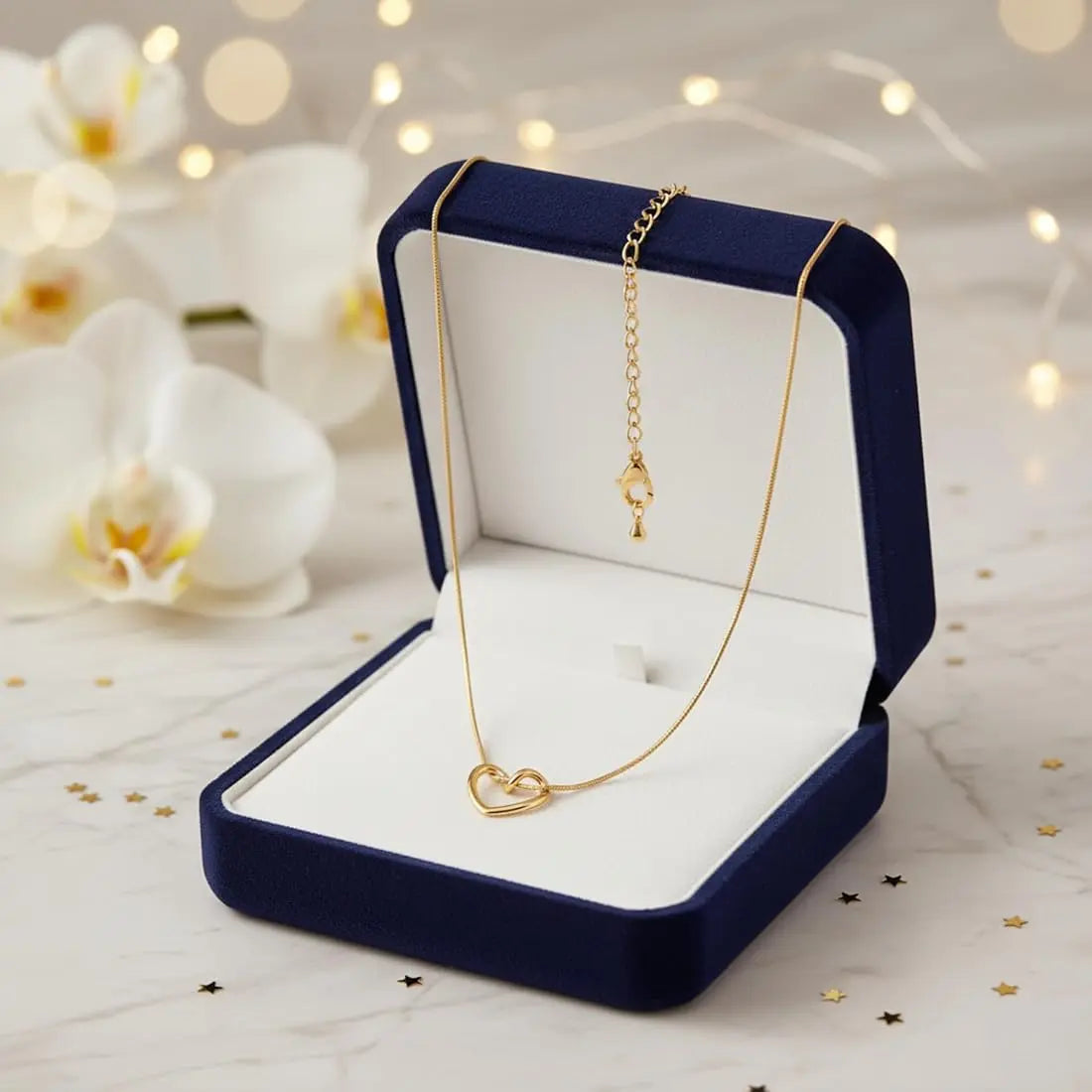 18K Gold Plated Abstract Open Heart Necklace | Dainty Knotted Heart Pendant on Snake Chain - ACERO JEWELS