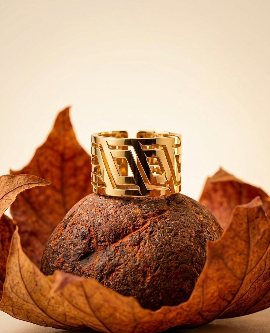 18K Gold Plated Geometric Cut-Out Statement Ring