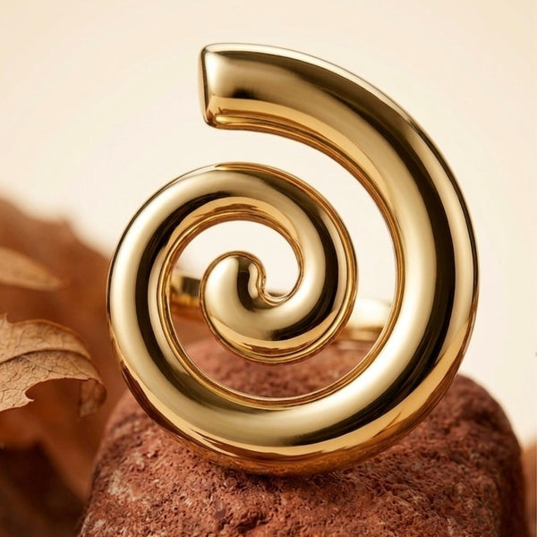 18k Gold Plated Minimalist Spiral Swirl Ring