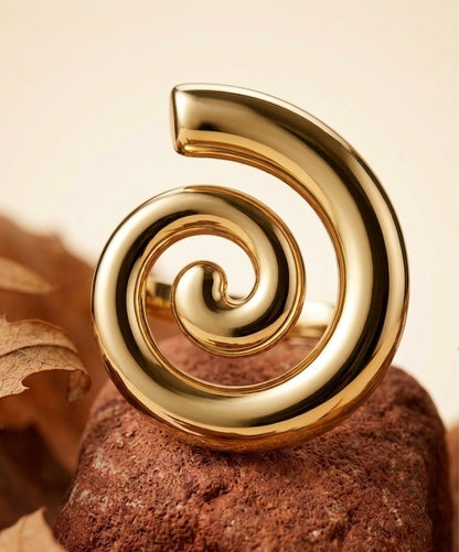 18k Gold Plated Minimalist Spiral Swirl Ring