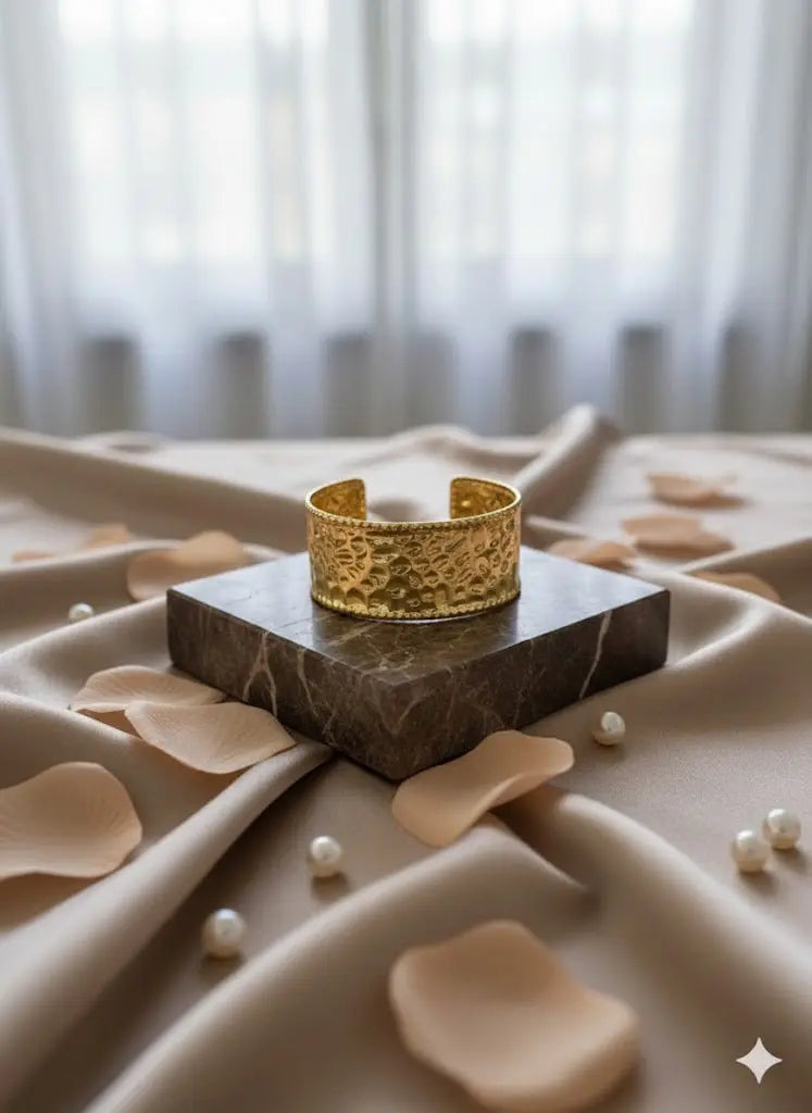 Hammered Gilded Statement Cuff | 18K Gold Plated Luxury Bangle - ACERO JEWELS