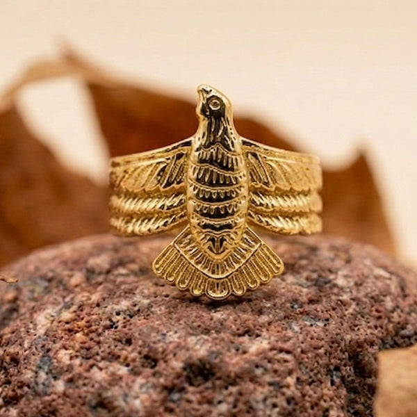 Serene Flight 18K Gold Plated Bird Statement Ring – Eternal Spirit Band