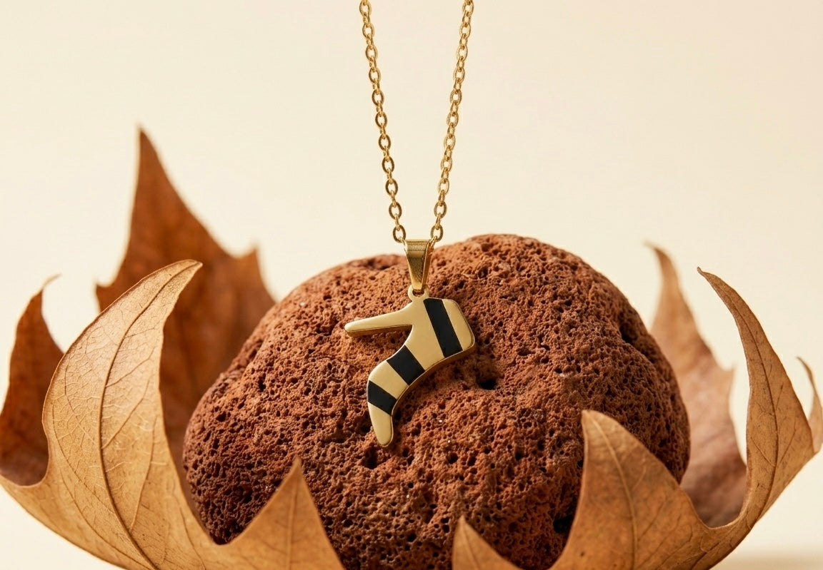 18K Gold Plated High Heel Stiletto Pendant Necklace | Striped Enamel Shoe Charm for Fashion Lovers