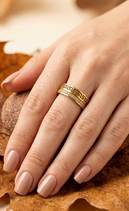 18K Gold Versace Inspired Meander Ring