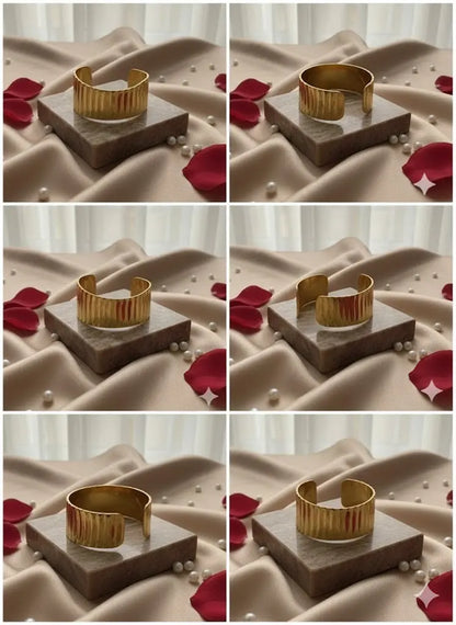 Desert Sands Textured Bangle – Minimalist Hammered Gold Cuff - ACERO JEWELS