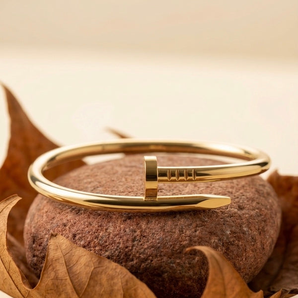 18K Gold Plated Nail Bangle - Sleek Industrial Design