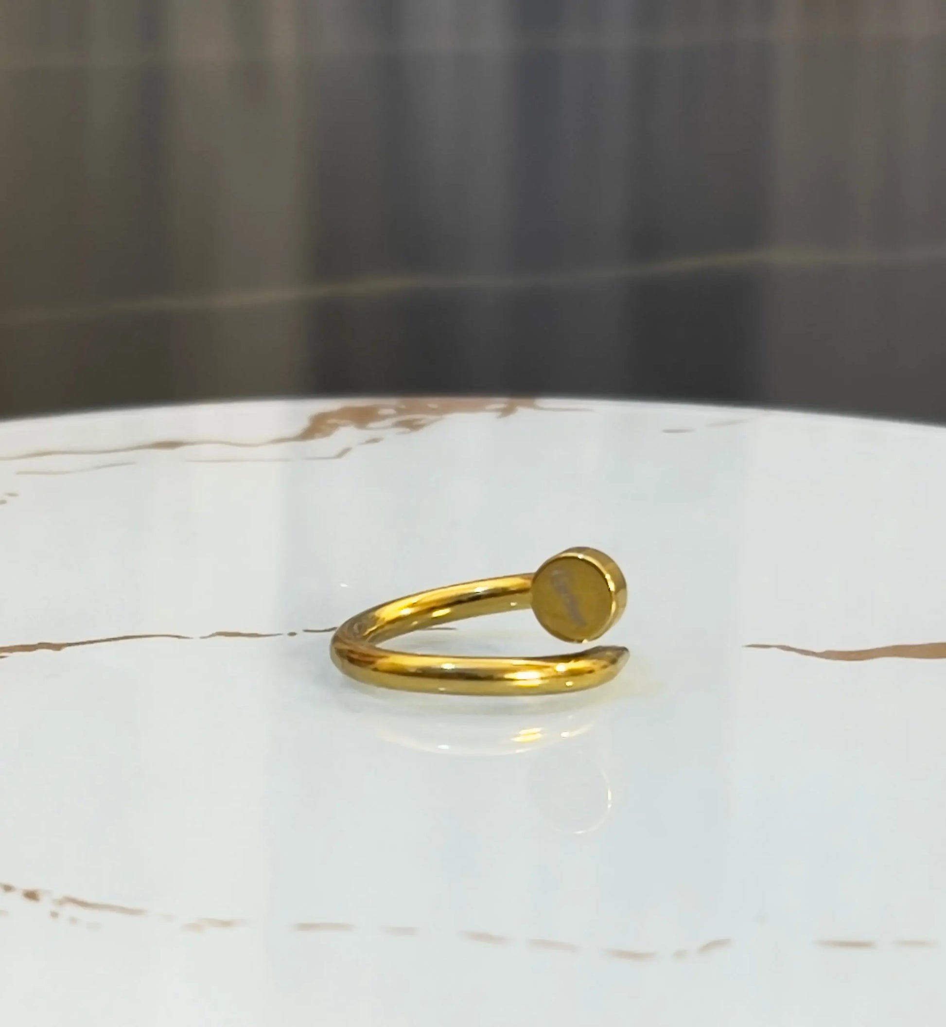 Trendy 18K Gold Plated Nail Spiral Ring for Women | Adjustable Stainless Steel Screw Bangle Style Ring | Minimalist Luxury Jewelry Gift - ACERO JEWELS