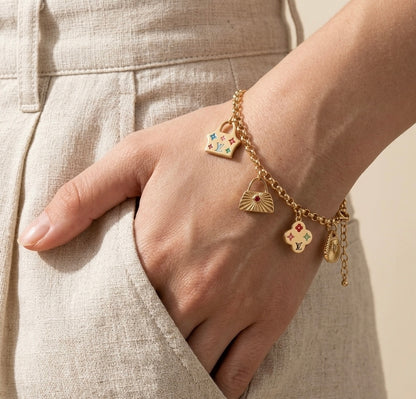 Gold Designer-Style Handbag Charm Bracelet | Waterproof & Tarnish-Free