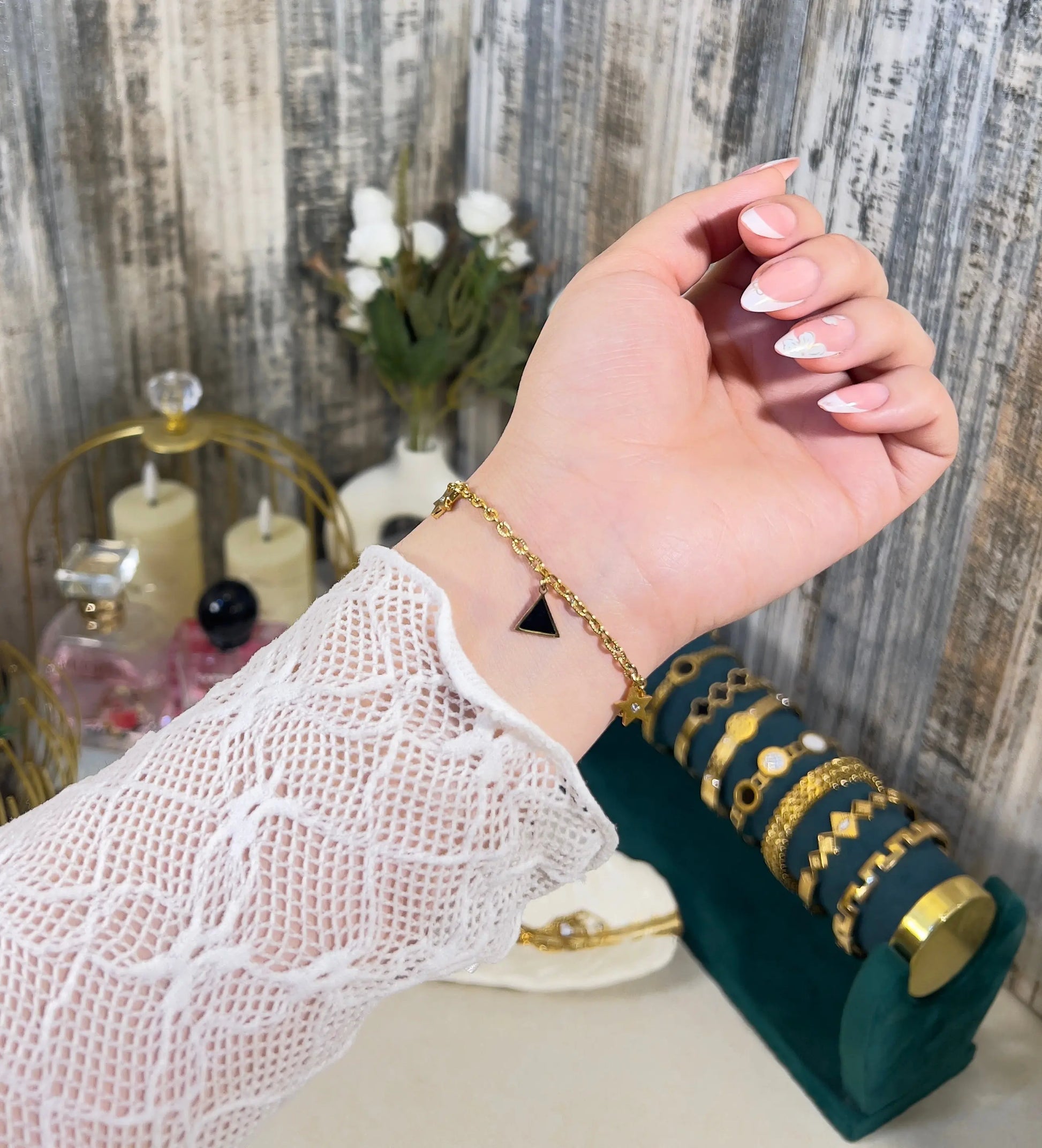 Celestial Star & Triangle Charm Bracelet – 18K Gold Plated, Anti-Tarnish & Waterproof - ACERO JEWELS