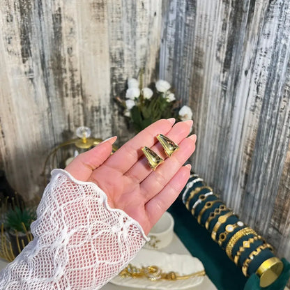 Elegant 18K Gold Plated Chunky Wave Stud Earrings | Minimalist Bold Curved Statement Earrings for Women | Water-Resistant Non-Tarnish Jewelry - ACERO JEWELS