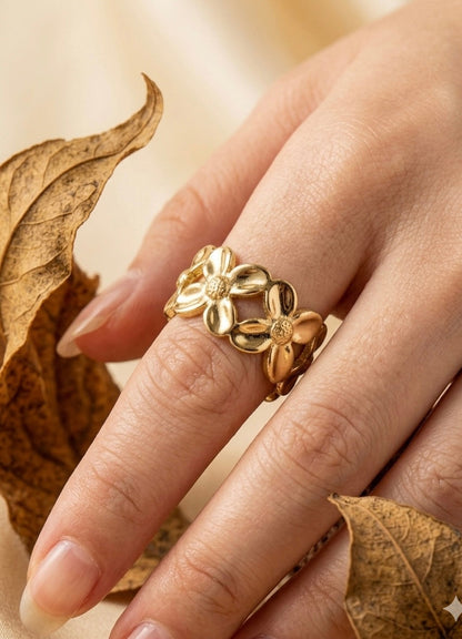 Vintage-Inspired Gold Daisy Eternity Ring ACERO JEWELS