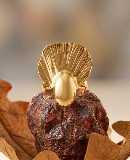 18k Gold Plated Scalloped Shell Statement Ring