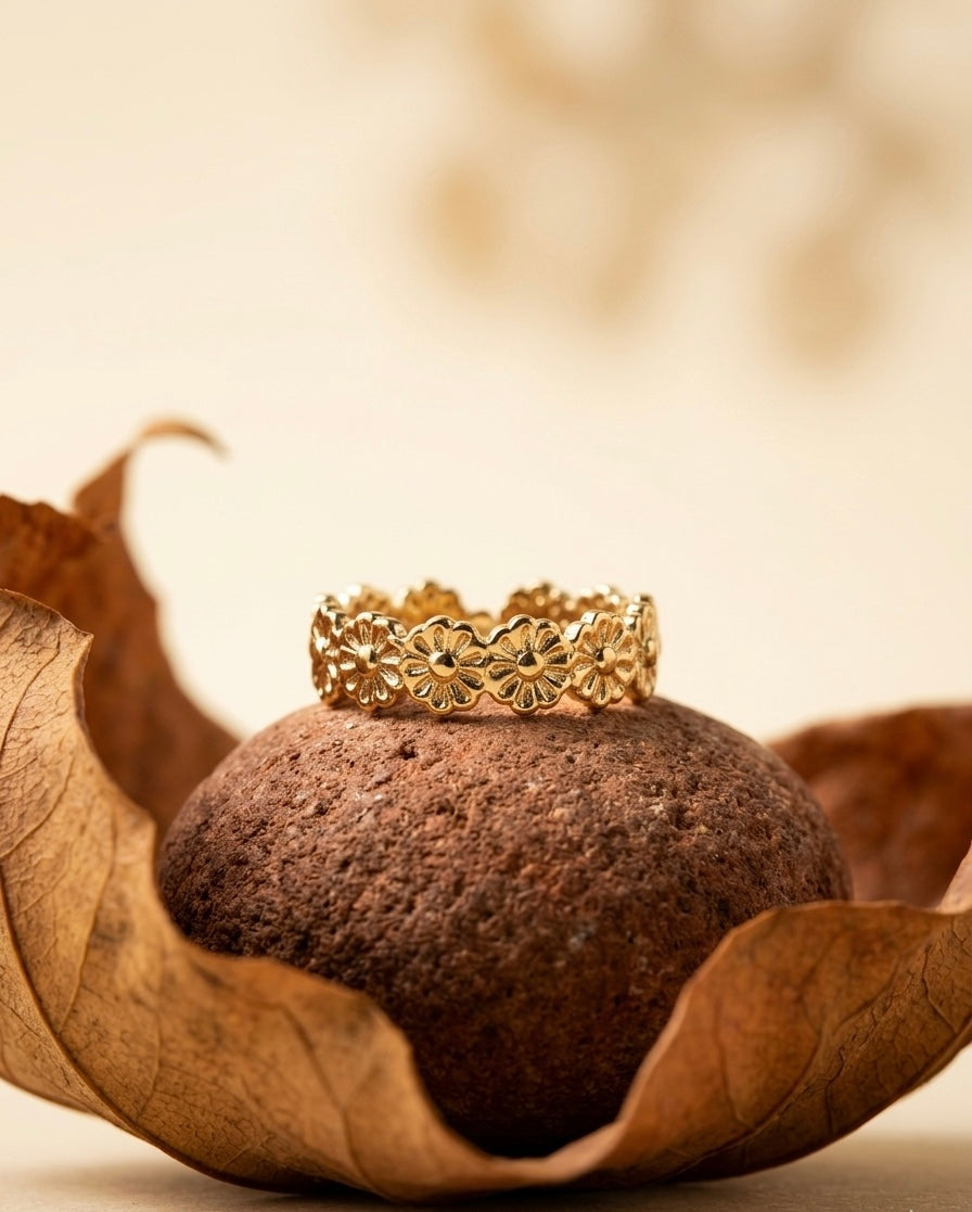 18K Gold Plated Petite Daisy Eternity Ring ACERO JEWELS