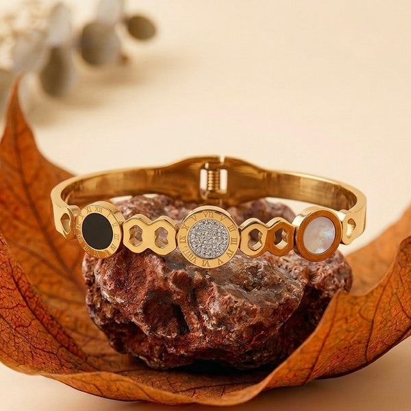 Eternal Elegance Roman Dial Bracelet with Crystal & Onyx Details