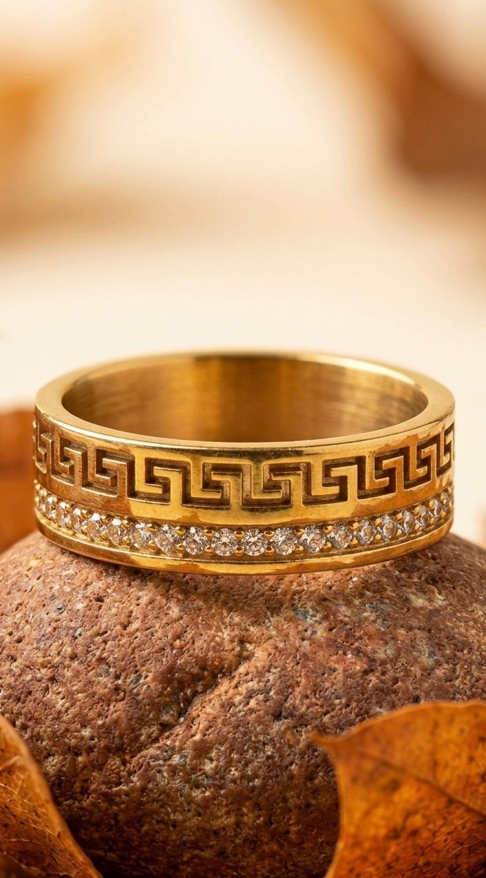 18K Gold Versace Inspired Meander Ring