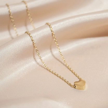 Puffed Gold Heart Necklace - Minimalist Sweetheart Charm - ACERO JEWELS