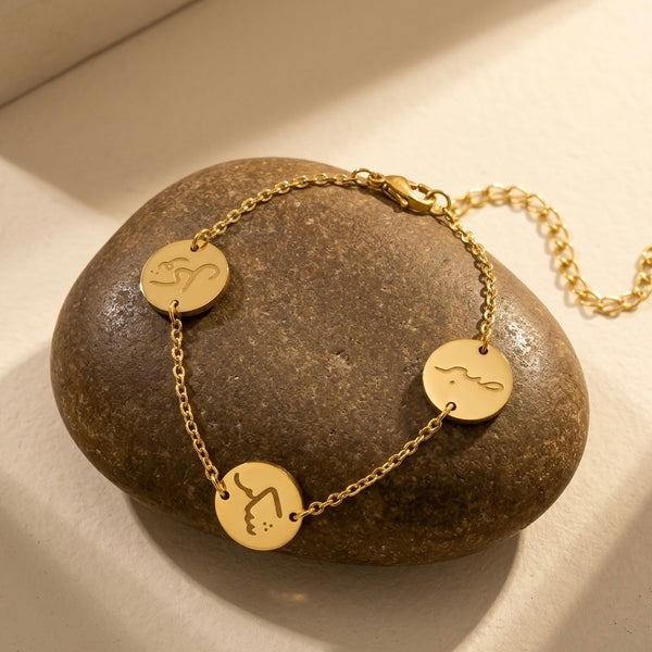 Elegant 18K Gold Plated Personalized Arabic Calligraphy Disc Bracelet