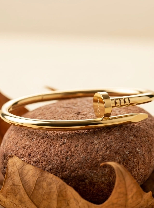 18K Gold Plated Nail Bangle - Sleek Industrial Design