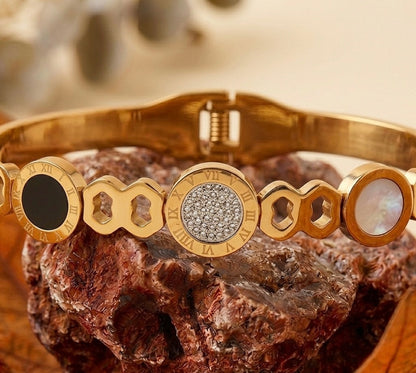 Eternal Elegance Roman Dial Bracelet with Crystal & Onyx Details