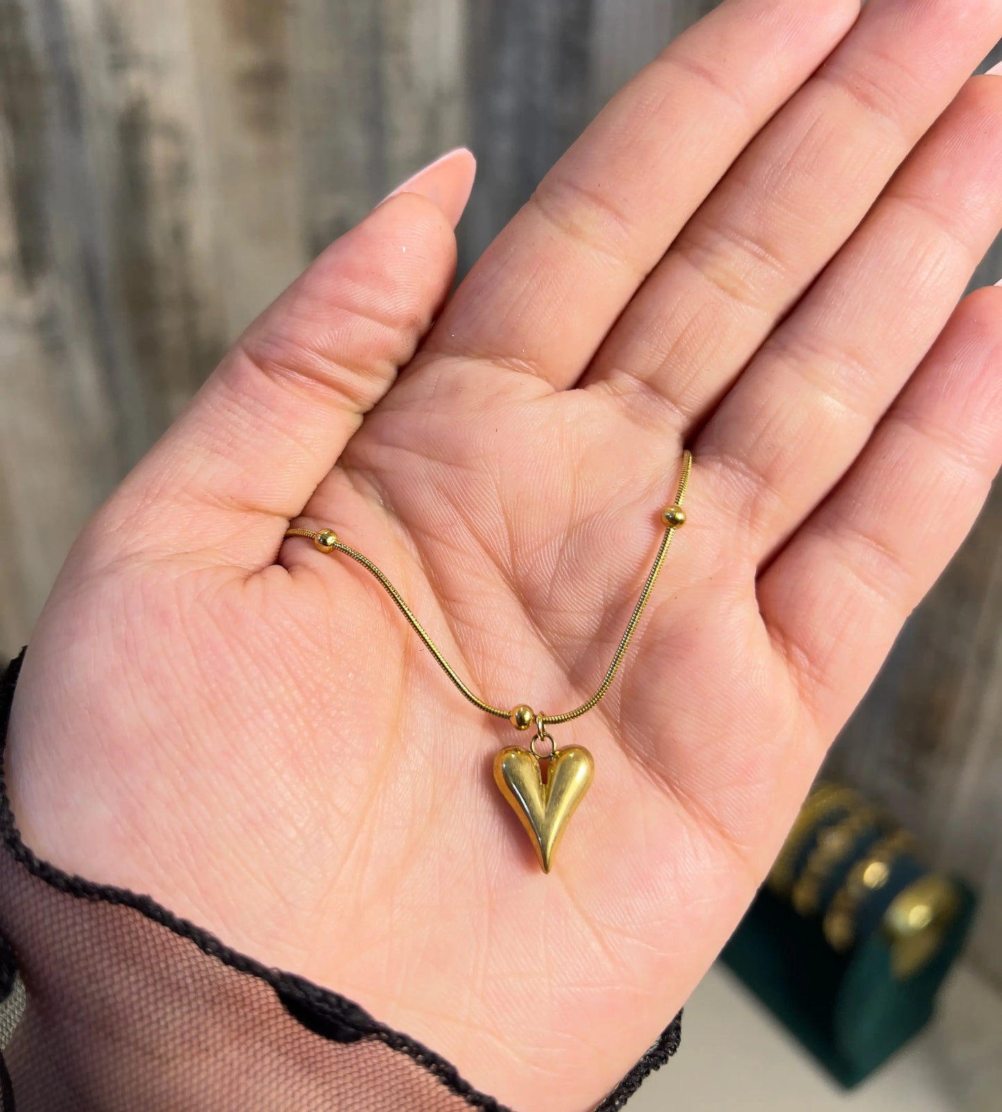 18K Gold Plated 3D Puffed Heart Pendant Necklace | Minimalist Snake Chain Jewelry for Women - ACERO JEWELS