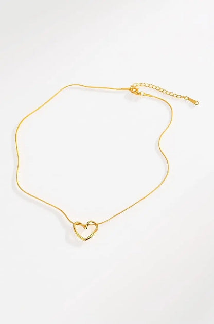 18K Gold Plated Abstract Open Heart Necklace | Dainty Knotted Heart Pendant on Snake Chain - ACERO JEWELS