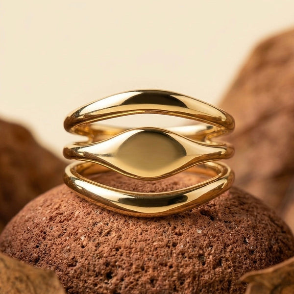 18k Gold-Plated Minimalist Triple Stack Ring