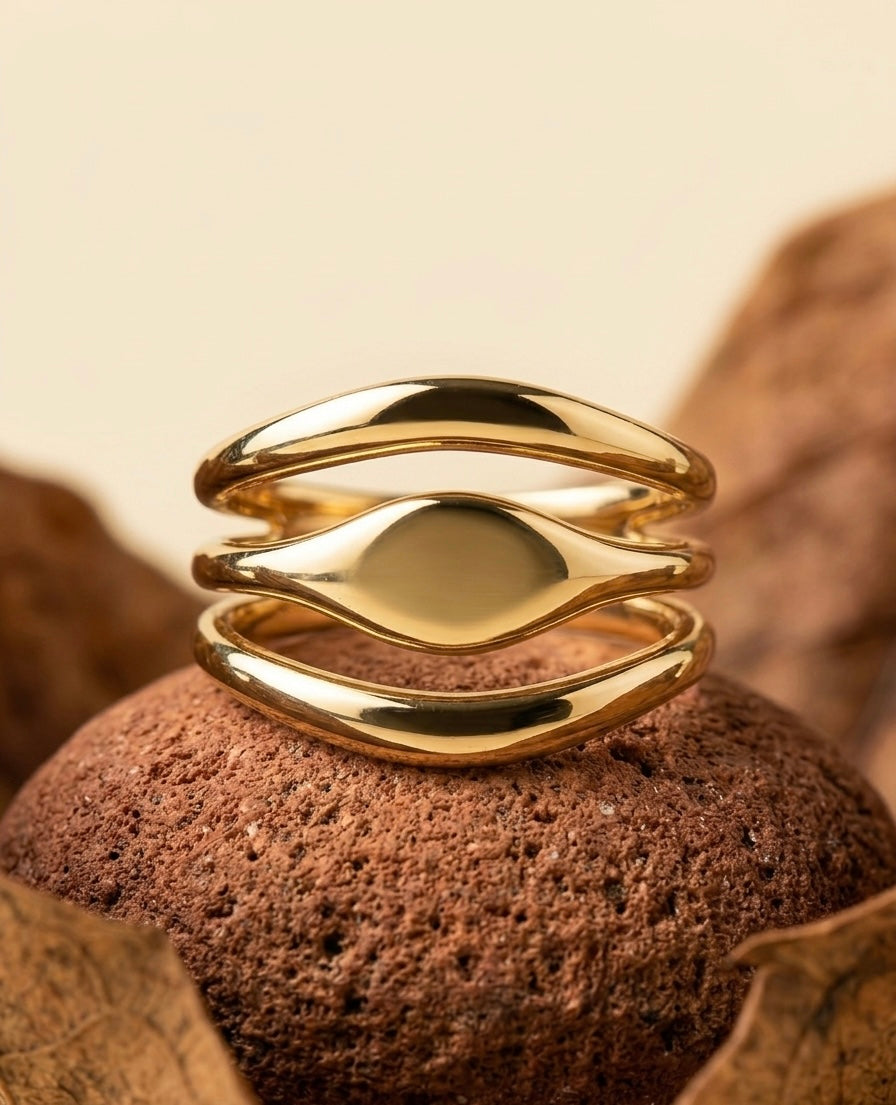 18k Gold-Plated Minimalist Triple Stack Ring ACERO JEWELS