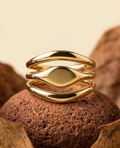 18k Gold-Plated Minimalist Triple Stack Ring ACERO JEWELS