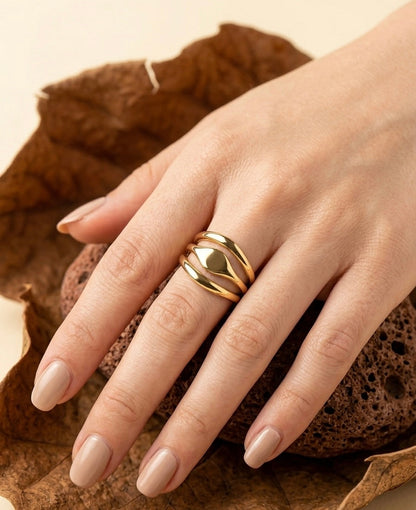 18k Gold-Plated Minimalist Triple Stack Ring ACERO JEWELS
